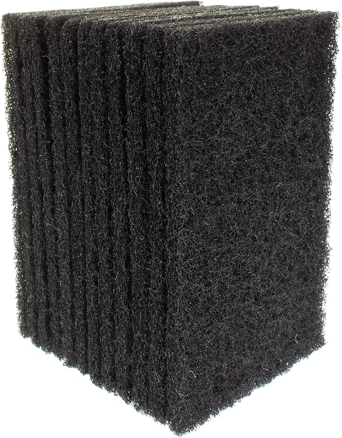 Delicate Scour Pads. Made in Europe. 12 Pack, 4 x 6 Inch Odorless General Purposes Scouring Scrubbers for Cleaning Dishes, Cutlery, Kitchen, Household & Outdoor Things (Black)