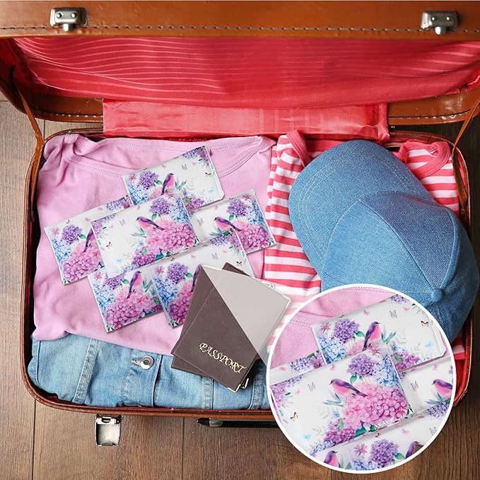 Geyee 50 Packs Facial Tissue Travel Packs Disposable Pocket Tissues for Wedding Guest Travel School Purse Home Supplies, 500 Sheets 3 Ply(Hydrangea)