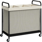 ELYKEN Laundry Hamper 3 Section, 120L Rolling Laundry Sorter with Removable Liner Bag, Laundry Basket with Wheels, Steel Frame with Metal Handle, Clothes Hamper Cart for Laundry Room & Bedroom