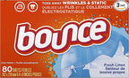 Bounce Fabric Softener Dryer Sheets, Fresh Linen, 80 Count (Pack of 3)