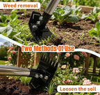 Weed Puller Tool with Long Handle, Manual Weed Remover Tool, 2 in 1 Weed Rake&Grabber and Garden Hoe, Dandelion Gardenia Heavy Duty Uprooting Tool for Yard, Lawn and Garden, 58Inch