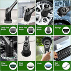 Electric Spin Scrubber, Shower Scrubber with Long Handle Adjustable LCD Display, 2 Speed Shower Cleaner, 7 Replaceable Brush Heads Bathroom Cleaning Brush, Bath Tub Power Scrubbers Black G3