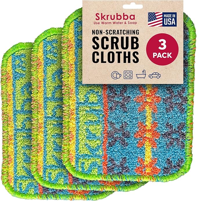 Wet-it! Skrubba 3-Pack Reusable Dish Scrubbers – Non-Scratch Scouring Pads for Kitchen & Household – Eco-Friendly, Dishwasher Safe Scrub Sponges for Dishes, Pots & Pans (Vogue)