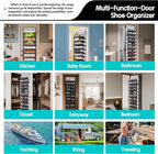 Kotkn 10 Tier Hanging Shoe Rack - Heavy Duty Behind The Door Hanging Shoe Rack, Sturdy Oxford Cloth, 20+ Pairs Over The Door Shoe Cabinet for Boots and Sneakers - Save 50% Closet Space! (Piano White)