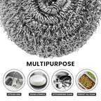 6 Pcs Stainless Steel Scrubber, Steel Wool Pads, Flexible Scrubber Pads, Dishwashing Scouring Pads Heavy Duty, Kitchen Scrubbing Sponges for Cleaning Dishes, Pots, Pans, Grills and Sinks