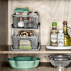 madesmart 2 Tier Organizer, Under Cabinet Storage with Pull Out Sliding Drawers, for Cleaning Supplies, Undersink, Sponges, Bottles & Bath, Adjustable Dividers & Pull Out Baskets, Grey
