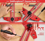 Saker Woodworking Scriber Marking Line Ruler, Adjustable Aluminum Alloy Sliding T-Square Ruler,Precision Line Drawing aid Ruler with Angle Adjustment Scale