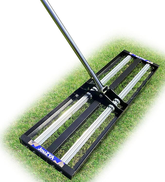 Updated Lawn Leveling Rake with Aluminum Roller, Stainless Steel 40"x10" Levelawn Tool , Heavy-Duty Lawn Leveler with 80" Extended Handle, Yard Leveling Rake Suit for Garden, Golf Lawn, Farm