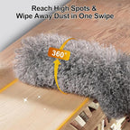 Microfiber Feather Duster 5-in-1 Kit, Dusters for Cleaning, Duster with Extension Pole 100 Inches, Cobweb Duster, Microfiber Dusters for High Ceilings and Fans, Blinds, Cars and Furniture