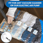Vacuum Seal Bags for Clothing Travel & Home Storage, travel vacuum bags with pump, Store Blankets, Comforters, Pillows, Seasonal Clothes Compactly,8 Pack With Electric Pump