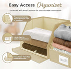 Trapezoid Storage Bins – 3-Pack Closet Shelf Organizer & Baskets, Open Front Bin for Shelves, Foldable Fabric Basket for Clothes, Cube Storage Bins, Towel, Clothing Shelf (Beige, 3 Pack)