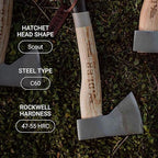 Adler Scout Camping Hatchet with Leather Sheath - German Forged, 11.8" Hickory Handle, Compact Small Hatchet for Hiking, Bushcraft, Camping, Hunting, Backpacking