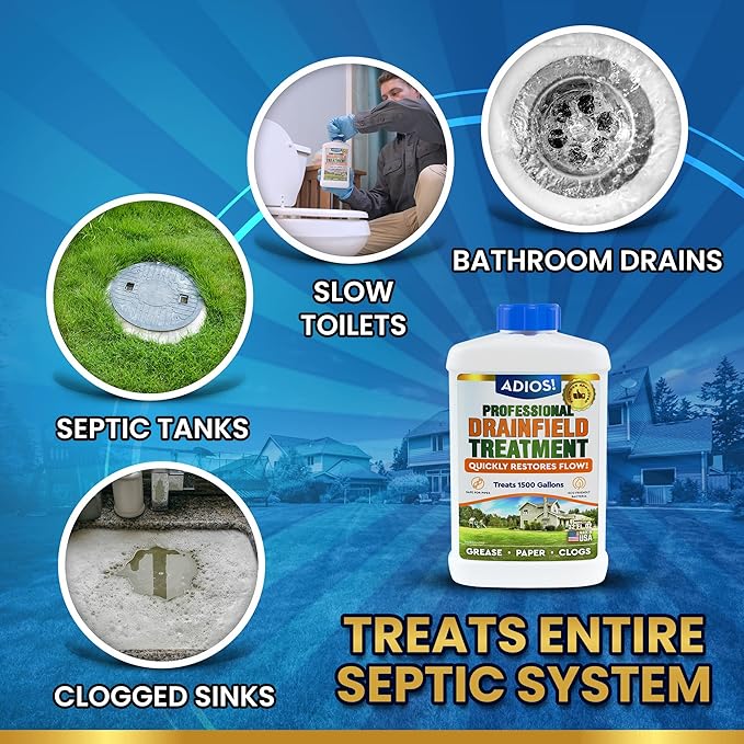 Drain Field Treatment and Cleaner for Leach Fields, Safely Opens and Restores Drainfields - 32oz