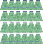 Matthew Cleaning Heavy Duty Mop Head Commercial Replacement for General and Floor Cleaning , Wet Industrial Blue Cotton Looped End String Head Refill (Case of 24) Green