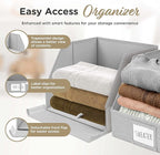 Trapezoid Closet Bins for Shelves – 12x12x10 Fabric Storage Baskets, Closet Organizers Bins, Open Front Fabric Baskets, Collapsible Organizer Boxes for Clothes, Linen – Light Gray, 3 Pack