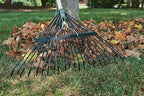 True Temper Steel Tine Leaf Rake with Hardwood/Steel Handle for Lawns, Gardening, and Dethatching, 22 Tines, Black