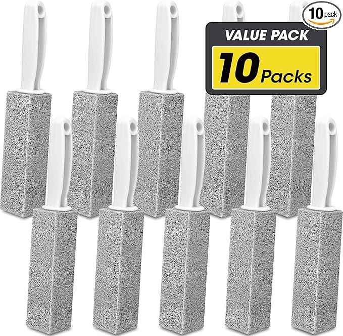AZEN 10 Pack Pumice Stone for Cleaning, Pumie Scouring Stick with Handle, Pumice Stone Toilet Bowl Cleaner, Hard Water Stain Remover for Toilet, Bathroom, Kitchen Sink, Grill