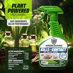 Green Guard Pest Control Spray - Indoor & Outdoor Killer of Ants, Roaches, Spiders & Other Crawling Insects, Safe Around Children & Pets, Plant-Based, Pleasant Scent (Lemongrass Blast, 16oz)