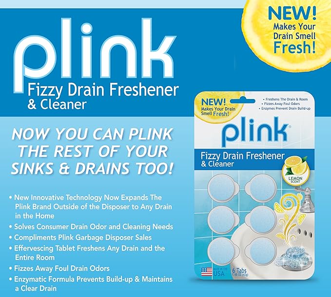 Plink Fizzy Drain Cleaner, 6 Count (Pack of 2), Lemon Scent