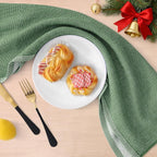 Homaxy Premium Kitchen Towels(18”x 28”, 6 Pack), Large Cotton Kitchen Hand Towels, Flat and Terry Dish Towels, 380 GSM Highly Absorbent Tea Towel Set with Hanging Loop, Grass Green