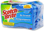 Scotch-Brite No Scratch Scrub Sponges, Blue, 4-1/2 x 2-1/2 x 7/10 in (Pack of 2)