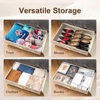 Vincona Under Bed Storage with Wheels, Rolling Under Bed Storage Containers with Label Holders for Clothes, Shoes and Blankets, Underbed Storage Organizer with Cover, 2 Pack Beige (23.6x15.7x7.28 in)