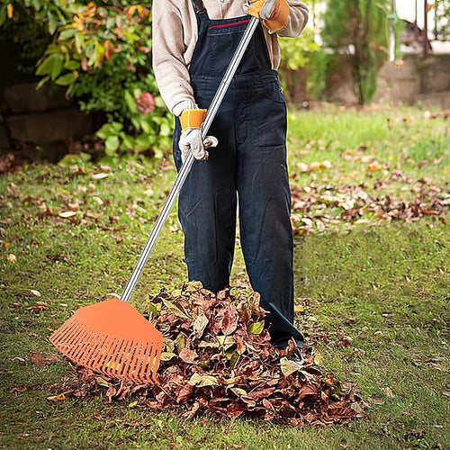 16.5-Inch Wide Adjustable Handle Leaf Rake - Plastic Rake Head, Lightweight & Compact, Used for Leaf Collection, Suitable for Small-Scale Cleanup, Ideal for Seniors and Kids