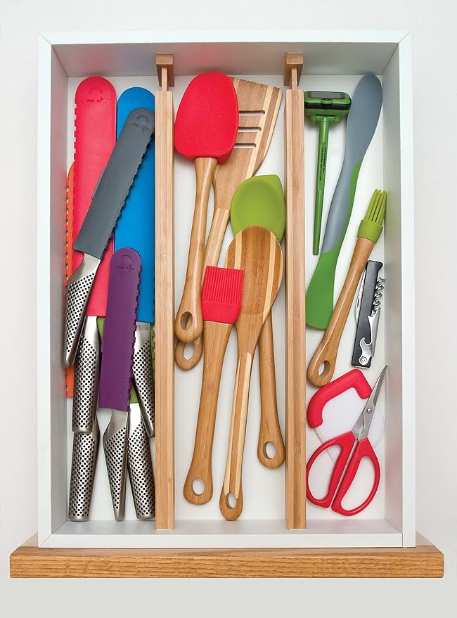 Lipper International Bamboo Kitchen Drawer Dividers, Set of 2