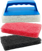 STAR BRITE Scrub Pad Kit - 3 Different Textured Scouring Pads & Interchangeable Handle (040023PW)