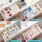 Vtopmart 12 Pack Drawer Dividers for Clothes, 4" High 11.3"-17" Adjustable Expandable Dresser Drawer Organizer, Plastic Drawers Separator for Dresser, Baby Clothes, Underwear, Kitchen & Office Storage