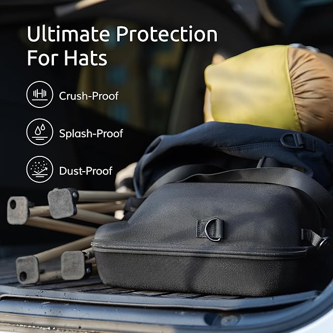 OZUECCR Hard Hat Travel Case – Storage for Baseball Caps with Carrying Handle and Adjustable Shoulder Strap, Hat Organizer Protects up to 6 Hats, for Travel and Home Storage (Blue+Blue)