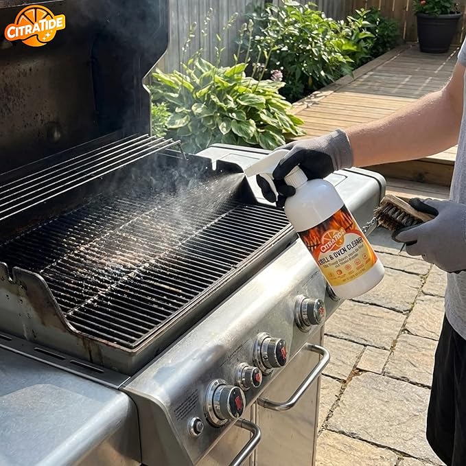 CITRATIDE Grill & Oven Cleaner Spray – Heavy Duty Plant-Based Citrus Degreaser Cleans and Degreases BBQ Cooking Grates and Racks, Pellet and Electric Smokers– Non-Toxic, USA Made (32 fl oz)