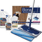 Bona Ultimate Hardwood Floor Care Kit – Pivoting Mop, Cleaning Solution & Refill, Floor Polish, Microfiber Pads for Dusting, Mopping & Polishing