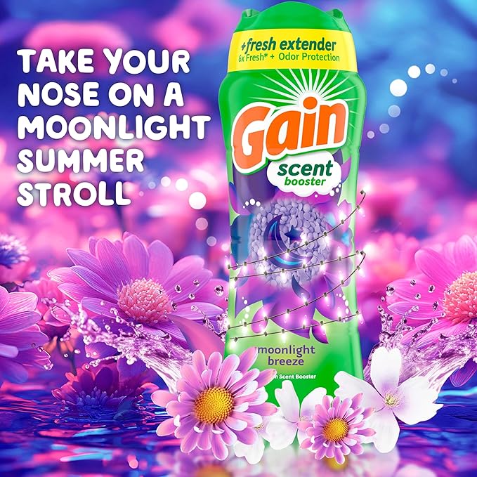 Gain In-Wash Laundry Scent Booster Beads, Moonlight Breeze Scent, 24.0 OZ, Fresh Extender + Odor Protection