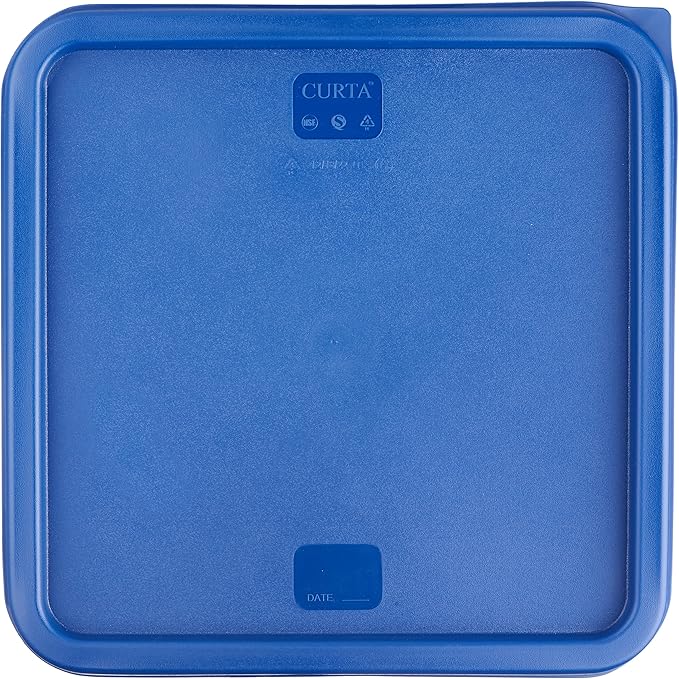 CURTA 4 Pack Food Storage Containers with Blue Lids - NSF Listed Commercial Grade in 18.0 Qt - Square, Clear, Polycarbonate