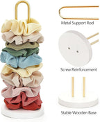 Mkono 2PCS Scrunchies Holder Stand Hair Accessories Organizer Gold White Metal Scrunchies Tower Hold 25-35 Scrunchies Modern Vertical Hair Tie Organizer Jewelry Scrunchy Holder for Girls