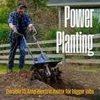 Westinghouse 18-Inch, 15 Amp Corded Electric Tiller Cultivator for Gardening with 6 Steel Blades