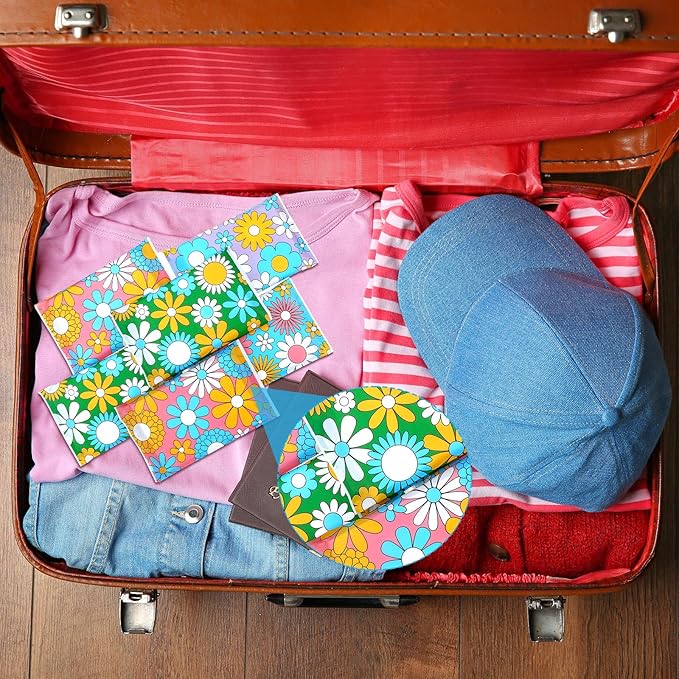 PerKoop 100 Pack Pocket Tissues Travel Slim Packs Small Facial Tissues Wallet Size Toilet Paper for Travel Guest Wedding Supplies, 4 Styles(Daisy)