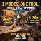 Brushless Cordless Power Tool Combo Kit for Heavy DIY & Semi-Professional Use – 50Nm Drill Driver, 380Nm Impact Wrench, 5" Angle Grinder LCD, 2×3000mAh Batteries, Carry Case &&Accessories