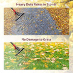 76 Inch Rake for Leaves, Adjustable 18 Metal Tines with Expandable Head Garden Rakes for Lawns Heavy Duty Metal Rake for Leaves Yard Gardening Grass Outdoor Debris