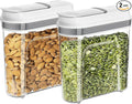 MR.SIGA Airtight Cereal Dispenser Set, Storage Containers for Dry Goods, Nuts, Beans, Snacks, BPA Free, 1.3 L / 1.37 Qt, Small, Clear, 2 Pack