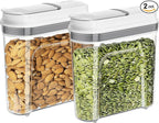 MR.SIGA Airtight Cereal Dispenser Set, Storage Containers for Dry Goods, Nuts, Beans, Snacks, BPA Free, 1.3 L / 1.37 Qt, Small, Clear, 2 Pack