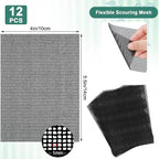 Skyley 12 Pack Flexible Scrubbing Screen Cleaning Mesh for Household 5.5 x 4 Inch Cleaner Toilet Hard Water Ring Remover Scouring Pad Abrasive Grit Cleaning Screen for Remove Carbon, Rust and Scale