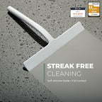 GÜTEWERK Silicone Shower Squeegee for Glass Doors & Mirrors with Stainless Steel Core, Streak-Free & No-Squeak Window Cleaning, 3-in-1 No-Drill Mount (Hook/Suction/Adhesive),White, 9 Inches
