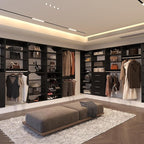 MODCART 2 Drawer Short Tower Closet Unit, Modular Closet System, Wood Closet System Organizer with Storage for Walk In Closets, Clothing Rack Closet for Hanging Clothes, Bedroom, Black, 19.5"W