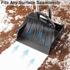 Yangbaga Long Handled Dust Pan and Broom Set for Home,Heavy Duty Metal Dustpans and Brooms,Upright Stand Up Design,54"Outdoor Broom and 38" Dustpan Combo for,Lobby Floor, Yard,Home Kitchen Office Use