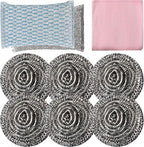 6pcs Stainless Steel Scrubber 2pcs Heavy Duty Scrub Sponges 1pcs Dish Clean Towel for Kitchens Bathroom and More