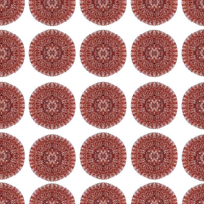 Copper Mesh Scouring Pad by LOLA, 144 Pack, 45 Grams, 4" Heavy Duty Cleaning Pads, Copper Coated Knitted Wire Mesh, Recyclable, Cleans Baked On Messes