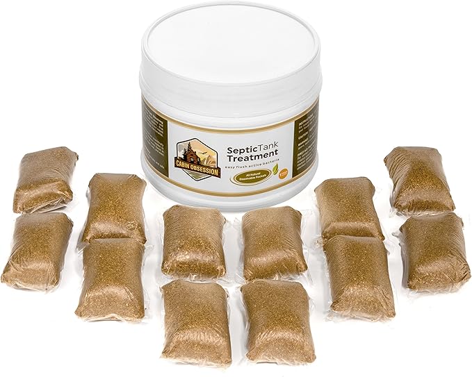 Septic Tank Treatment - 1 Year Supply of Septic Safe Dissolvable Easy Flush Live Bacteria Packets (12 Count) - Best Way to Prevent Expensive Sewage Backups - Made in USA