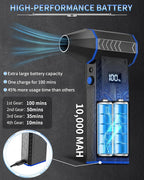 Compressed Air Duster- 4 Speeds Adjustable Electric Air Duster with Digits Display LED Lights,One Charge for 100 Mins, Rechargeable Cordless Air Blower for Keyboard, PC, Car, Home and Outdoor